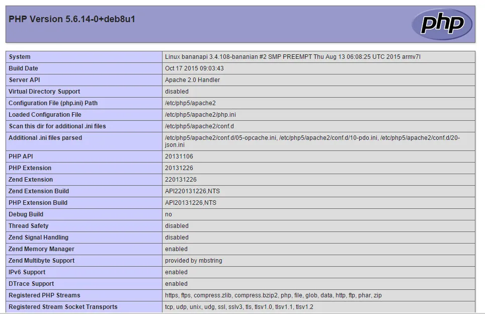 phpinfo