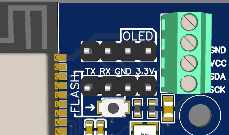 ESP32_I2C — złącze OLED i programowania